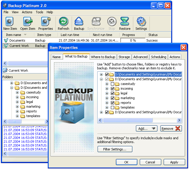 Screenshot of Backup Platinum 20